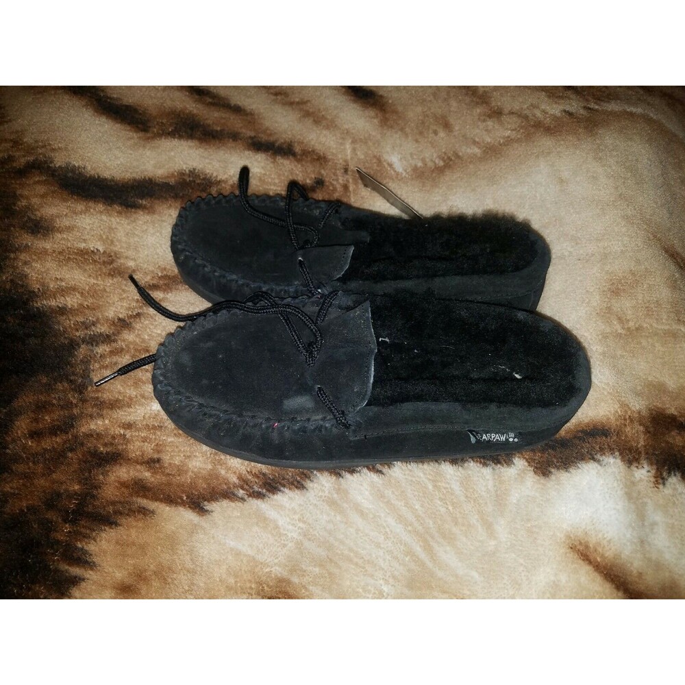 BEARPAW Mocassin Slippers Women's Size 9 Black